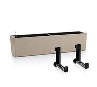 Lechuza Self Watering Pot BALCONERA Stone 80 Sand Beige Plastic Balcony Planter for Railing H19 L79 W19 cm Bundle with Black Balcony Brackets