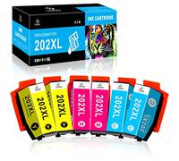 LeciRoba 202XL Ink Cartridges for Epson 202 Ink Cartridges for Epson Expression Premium XP-6100 XP-6105 XP-6005 XP-6000 Printer (6 Color)