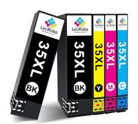 LeciRoba 35xl Ink Cartridges for Epson 35 ink and 35xl Ink Cartridges Multipack,for Epson WorkForce Pro WF-4725DWF WF-4720DWF WF-4730DTWF WF-4740DTWF Printers (2-Black 1-Cyan 1-Magenta 1-Yellow)