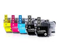 LeciRoba LC422 LC422XL for Brother LC-422BK LC-422C LC-422M LC-422Y and brother LC-422XLBK LC-422XLC LC-422XLM LC-422XLY ink cartridge for Brother MFC-J5340DW J5345DW J5740DW J6540DW J6940DW (5-PACK)