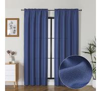 Lecloud Bessie Blue Curtains 84 Inches Long 2 Panels, Light Filtering Faux Linen Textured Window Curtains with Dual Rod Pocket for Dining Room/Bedroom/Living Room Window Treatments, Each 40 W x 84 L