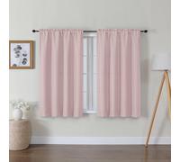 Lecloud Bessie Blush Pink Curtains 45 Inch Length 2 Panels, Light Filtering Curtains for Bedroom, Faux Linen Textured Window Drapes Rod Pocket, Window Treatments for Small Windows, Each 30 W x 45 L