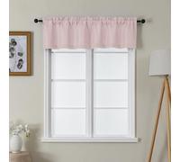 Lecloud Bessie Blush Pink Valance for Windows 14 Inch Length 2 Pcs, Short Cafe Kitchen Curtains with Rod Pocket, Faux Linen Window Valances Curtains for Bedroom Basement Bathroom, Each 30 W x 14 L