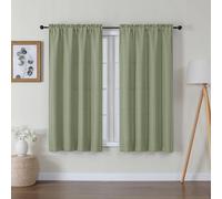 Lecloud Bessie Light Green Curtains 54 Inch Length 2 Panels Set, Light Filtering Faux Linen Textured Window Curtains, Rod Pocket Curtain Drapes for Bedroom Living Room, Each 30 W x 54 L