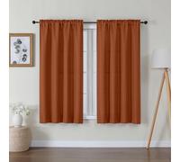 Lecloud Bessie Orange Curtains 54 Inch Length 2 Panels Set, Light Filtering Curtains Faux Linen Textured Drapes for Bedroom Living Room, Soft Airy Rod Pocket Window Treatments, Each 30 W x 54 L