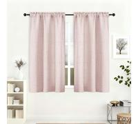 Lecloud Blush Pink Curtains 45 Inch Length 2 Pcs, Airy Privacy Light Filtering Window Decors Kitchen Curtains, Modern Aesthetic Soft Drapes with Rod Pockets for Bedroom Cafe, Each Panel 30" W x 45" L