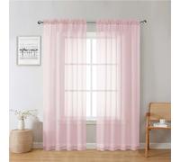 Lecloud Blush Pink Sheer Curtains 78 Inches Long 2 Panels, Modern Airy Voile Solid Curtains, Transparent Aesthetic Windows Decor Drape with Rod Pocket for Bedroom Living Room, Each 42" W x 78" L