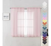 Lecloud Blush Sheer Curtains 54 Inches Long 2 Panels Set, Airy & Breathable Dual Rod Pocket Semi Voile Pink Sheer Curtain, Window Drapes for Bedroom/Living Room/Kitchen/Party Backdrop, 40W x 54L