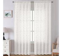 Lecloud Leia Ivory Sheer Curtains 120 Inches Long 2 Panels, Jacquard Textured Voile Curtains, Modern Gauzy Windows Decor Drapes with Dual Rod Pockets for Living Room Bedroom, Each 52" W x 120" L