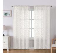 Lecloud Leia Ivory Sheer Curtains 78 Inches Long 2 Panels, Privacy Airy Voile Jacquard Leaf Textured Curtains, Dual Rod Pockets Farmhouse Drapes for Living Room Bedroom Dining Room, 42" W x 78" L