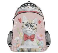 Lecluit Cat Rucksack for Boy Girl 3-13 Years, Kid Schoolbag with Reflective Strip, Children Backpack with Chest Strap,809