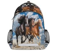 Lecluit Horse Rucksack for Boy Girl 3-13 Years, Kid Schoolbag with Reflective Strip, Children Backpack with Chest Strap,926