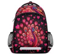 Lecluit Peacock Rucksack for Boy Girl 3-13 Years, Kid Schoolbag with Reflective Strip, Children Backpack with Chest Strap,344