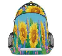 Lecluit Sunflower Rucksack for Boy Girl 3-13 Years, Kid Schoolbag with Reflective Strip, Children Backpack with Chest Strap,558