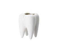 LECMACY Cute Tooth Shaped White Ceramic Planter Pots Flower Plant Containers, Mini Ceramic Succulent Planter Pots, Creative Pen Pencil Holder for Office Home Desk Decor, Plants Not Included