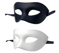 LECMACY Man Face Masquerade Mask for Venetian Greek Roman Party Mardi Gras Mask Design Mythological Greek Style, Fit for Halloween Christmas Mardi Gras Party (White + Black)