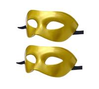 LECMACY Men Women Masquerade Mask, High Elastic Bendable Plastic Half Face Eye Mask, Solid Color, Suitable for All Prom (Gold 2 Pack)