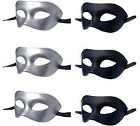 LECMACY Men Women Masquerade Mask, Venetian Rome Half Face Eyes Masks Mardi Gras Themed Party Costume Cosplay Sets-One Size Fits Most (3x(B+S) / 6pcs)