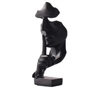 LECMACY Silence is Gold Thinker Statue, Keep Men Face Abstract Art Figurine Sculptures Decorative Objects Piano Desktop Decor for Creative Room Home, Office Study 3.93 L/3.93 W/11 inch H(Black)