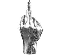 LECMACY Vertical Middle Finger Hand Gesture Desk Creative Statues, Personality Finger Gifts for Friends Family, Shop, Home Office Playroo Decoration (Silver-B)