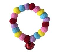 leconpet Pom Pom Dog Collar Elastic Cat Collar Decorative Plush Ball Puppy Necklace Eye-catching Pom Pom Pet Collar Necklace with Bell for Taking Photos, Walking, Outdoor Sports (XL, Red Pink)