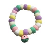 leconpet Pom Pom Dog Collar Elastic Cat Collar Decorative Plush Ball Puppy Necklace Eye-catching Pom Pom Pet Collar Necklace with Bell for Taking Photos, Walking, Outdoor Sports (Macaron Color, M)