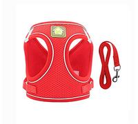 leconpet Step in Dog Harness, Vest Harness and Leash Set for Small Medium Dogs, Puppy Harness Mesh Reflective Dog Harness Vest (Red, M)