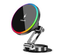 Lecork for Magsafe Car Mount Charger, 15W Magnetic Wireles Car Charger for iPhone 12 13 14 15 16 Series, Stick On Dashboard Phone Holder Mount for Samsung S25 Series, Zinc Alloy Shell, Black