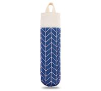 LeCorner Canvas Grocery Bag Holder Dispenser, Wall Mount Shopping Trash Bag Storage Organizer (Classic Blue)