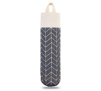 LeCorner Plastic Bag Holder, Canvas Grocery Bag Holder Dispenser, Wall Mount Shopping Trash Bag Storage Organizer for Home Kitchen (Dark Grey)