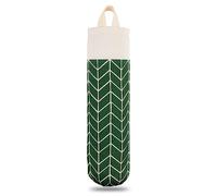 LeCorner Plastic Bag Holder, Canvas Grocery Bag Holder Dispenser, Wall Mount Shopping Trash Bag Storage Organizer for Home Kitchen (Fresh Green)