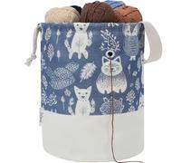 LeCorner Yarn Bag, Large Crochet Bag Organizer, Drawstring Yarn Storage Knitting Bags, Portable Mini Yarn Holder for Crocheting Project, Store Skein Ball, Needles Accessories (Navy Blue, Extra Large)