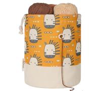 LeCorner Yarn Bag, Small Crochet Bag Organizer, Drawstring Yarn Storage Knitting Bags, Portable Mini Yarn Holder for Crocheting Project, Store Skein Ball, Needles Accessories (Giraffe Yellow, Small)