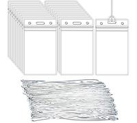 Lecpeting 100 Pack Clear Luggage Tags, Bag Tag Holder Identification ID Card Badge Holder with Luggage Tag Loop Straps for Business Travel and Office Supplies