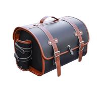 LECREA Motorcycle Saddle Bag for Suzuki Boulevard M50 2005-2022, Leather Motorcycle Rear Seat Tail Pannier Bag Waterproof, 33L Large Capacity Motorcycle Storage Tool Bag,D Black+Brown