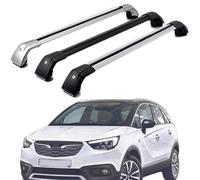LECREA Roof Rack Cross Bars for Opel Crossland X SUV 2017-2019, Car Top Crossbars Aluminium with Lock Cargo Luggage Rack Carrier Bar for Running Rails,Silver Black-1 Pair