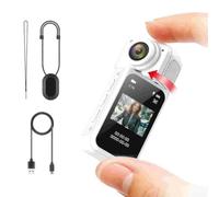 Lecreatekit 1080P HD Thumb Action Camera, 2.7K Ultra HD Action Camera Video Recorder For Motorcycle Travel 180° Rotation, WiFi & Real-Time Sharing(white)