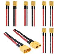 Lecreatekit 10PCS for xt60 Male Female Connector Cable 12AWG Silicone Wire for RC for lipo Battery, Pairs Extension for Car Boat