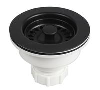 Lecreatekit 114mm Plastic Sink Strainer with Flange for Kitchen Drain, Fits 83-90mm Opening, Black Basket Waste Kit Replacement