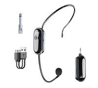 Lecreatekit 2 in 1 Wireless Microphone System, Headset, Long Range UHF Audio for Teaching Performance, Auto Power-Off, Black