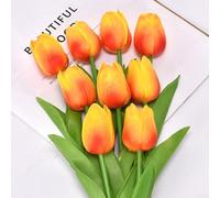Lecreatekit 2PCS Artificial Tulip Bouquet for Wedding and Home Decoration Lifelike Fake Flowers with Real Touch Feel (Orange)