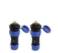 Lecreatekit 2PCS SP13 3-Pin Aviation Connector Panel Mount, IP68 Waterproof Socket and Header, 5A 220-380V Industrial for LED Lamp Wiring, Blue