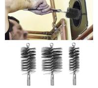 Lecreatekit 3 Piece Stove Pipe Brush Set for Chimney and Boiler Cleaning, Carbon Steel Wire Brushes in 30mm 50mm 70mm Sizes for Oven and Pipeline Debris Removal