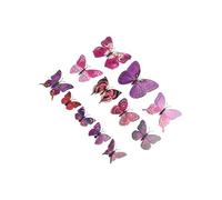 Lecreatekit 3D Butterfly Wall Stickers, 12 Pieces Purple Double Layer Stereoscopic Decals for Home Bedroom Wedding Garden Decoration, Sizes 6-12cm