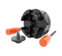 Lecreatekit 4 Inch Self-Centering Wood Lathe Chuck Set with Round, 1"-8 TPI Thread for Mini Lathes, Metal Turning Tool for Bowls and Crafts, Black