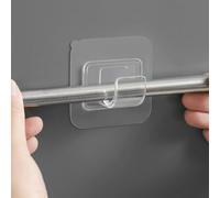 Lecreatekit 4 Pack Adjustable Shower Curtain Rod Holder, Wall Mount Bracket for 1.5-2.2cm Poles, No Drill Heavy Duty ABS Drapery Support up to 5kg, Transparent