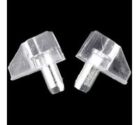 Lecreatekit 50-Pack Clear Plastic Shelf Supports with Chrome-Plated Metal Pin for Kitchen Cabinets, Cupboards, Glass & Wooden Shelves - 11 x 17 mm (0.43 x 0.67 in)
