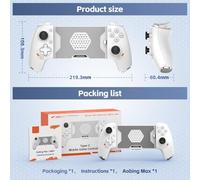 Lecreatekit AB01 Mobile Phone Controller for Android, Hall Effect Joystick with Turbo Burst, Macro Programming, 115-193mm Stretch Gamepad, White