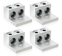 Lecreatekit Aluminium Grounding Lugs 2-Hole Dual Port Earth Terminal Block for Car Boat RV - Tin Plated Wire Connector Screw Clamp Bar Kit Silver 4 Pack(2b26u)