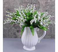 Lecreatekit Artificial Lily of the Valley Flowers, Realistic Plastic Simulation Bouquet for Home Office Wedding Decor, Maintenance-Free Floral Arrangement